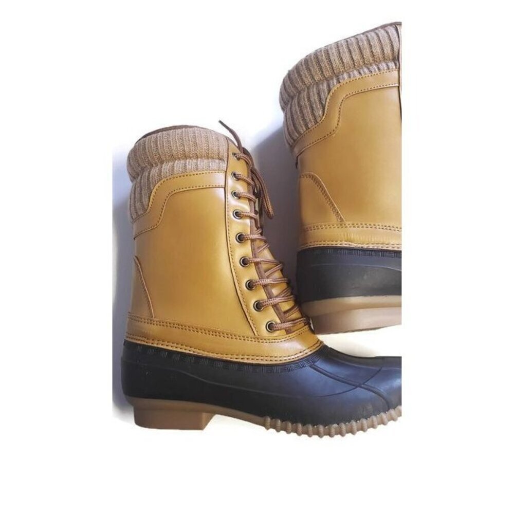 Sociology Maze All Weather Boots With Knit Cuff Tan Womens Size 7 - Picture 4 of 4